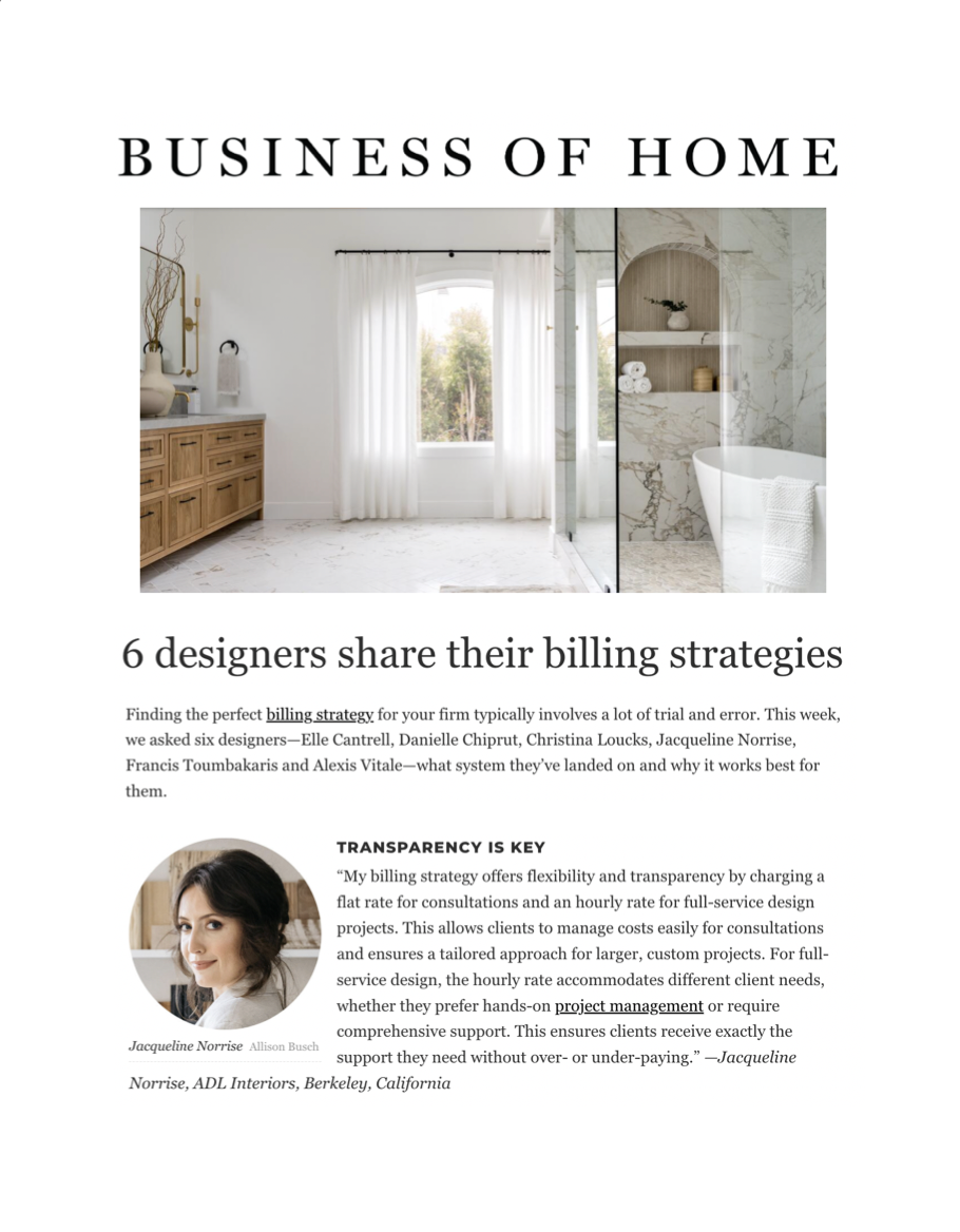 Business of Home feature: 6 designers share their billing strategies